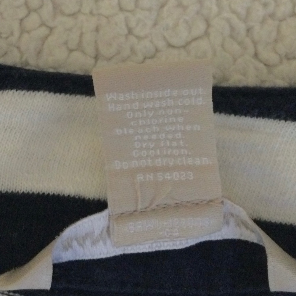Banana Republic Sequin Collar Striped Tee Navy Blue White - Size Medium - Picture 12 of 13